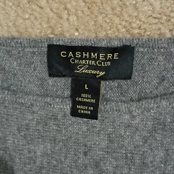 Charter Club Luxury Gray 100%cashemere Suether Women Size L - Picture 2 of 8